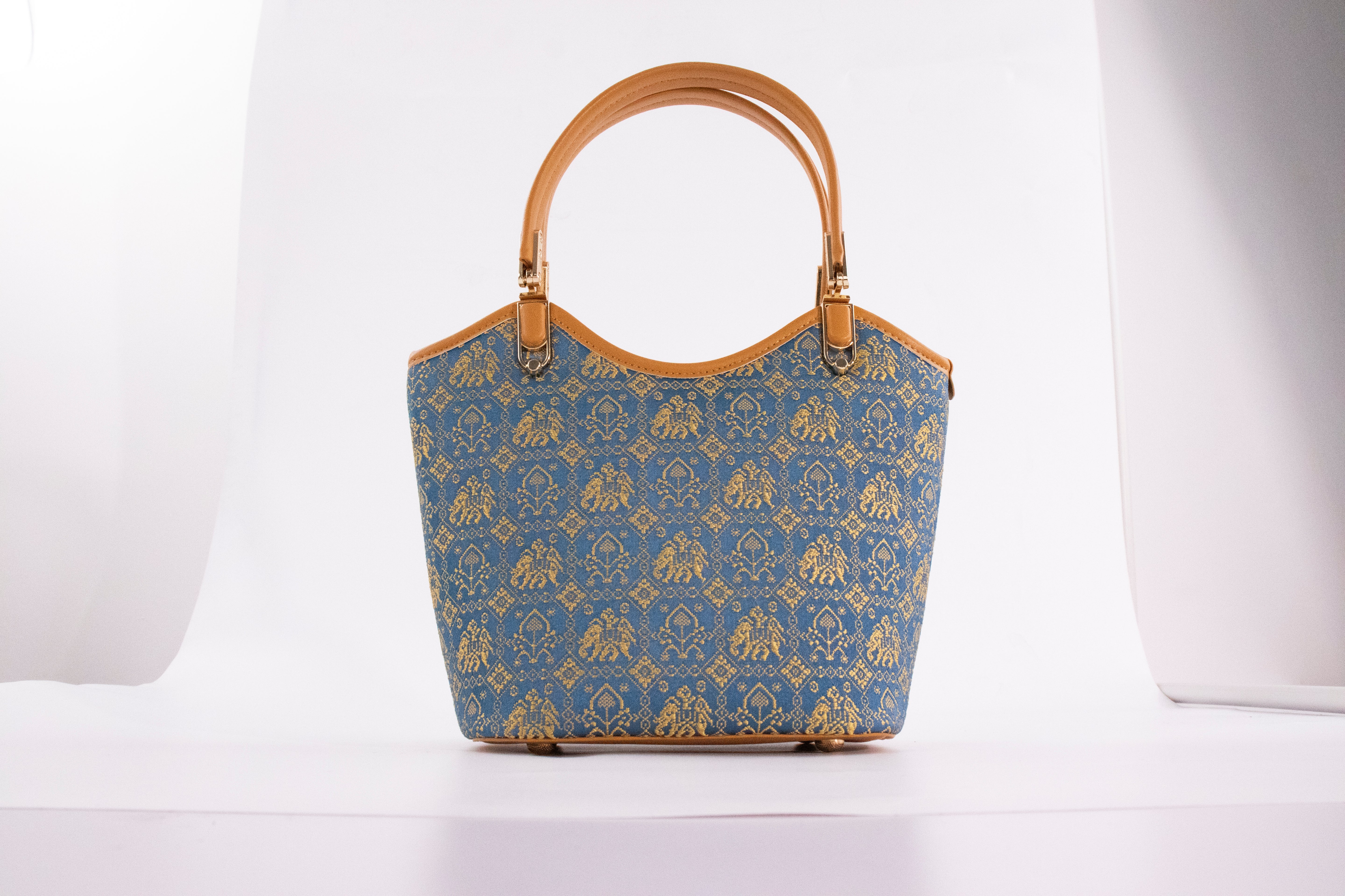 Royal Blue brocade shoulder bag view 02