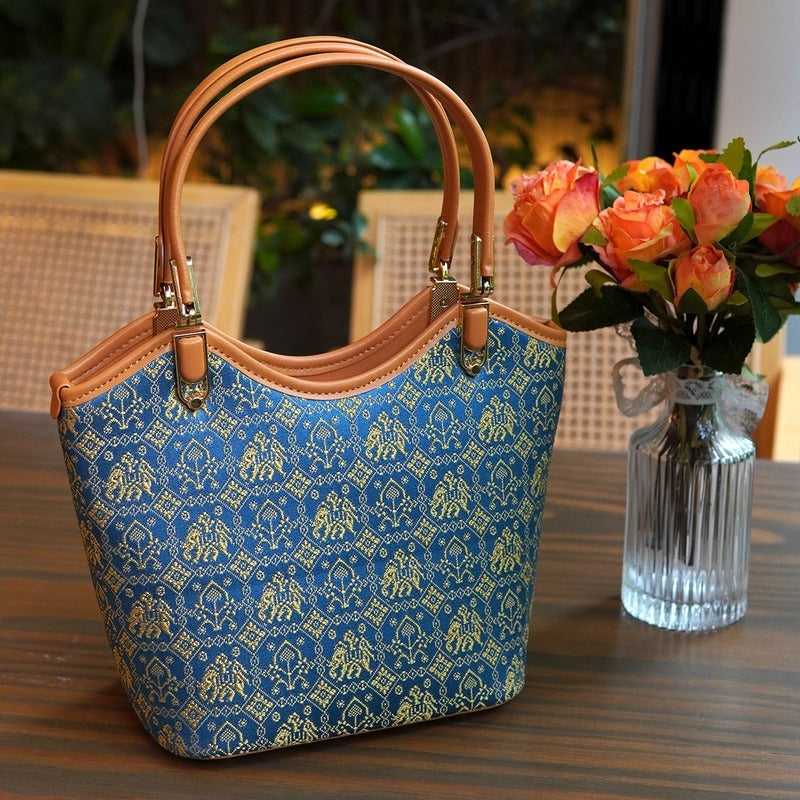 Royal Blue brocade shoulder bag view 03