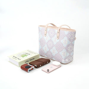 Silver Purple brocade bag set view 02