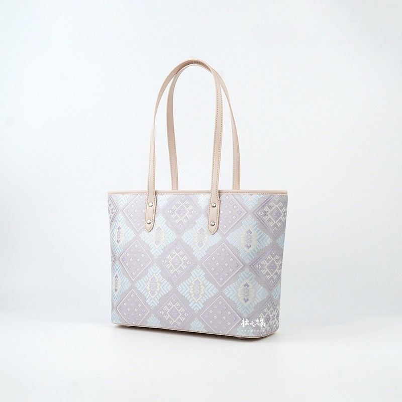 Silver Purple brocade bag set view 04