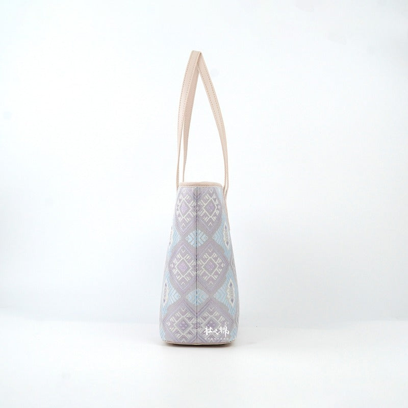 Silver Purple brocade bag set view 05