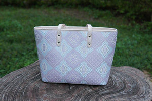 Silver Purple brocade bag set view 09
