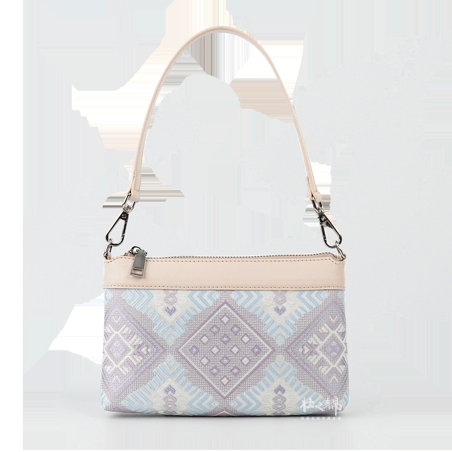 Silver Purple brocade shoulder bag main view
