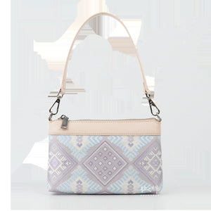 Silver Purple brocade shoulder bag main view