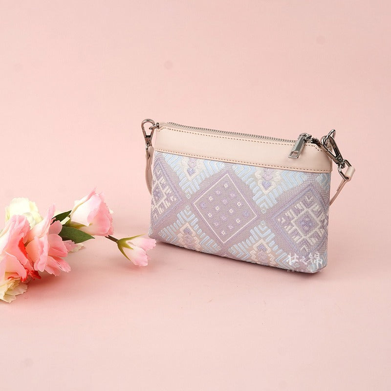 Silver Purple brocade shoulder bag view 04
