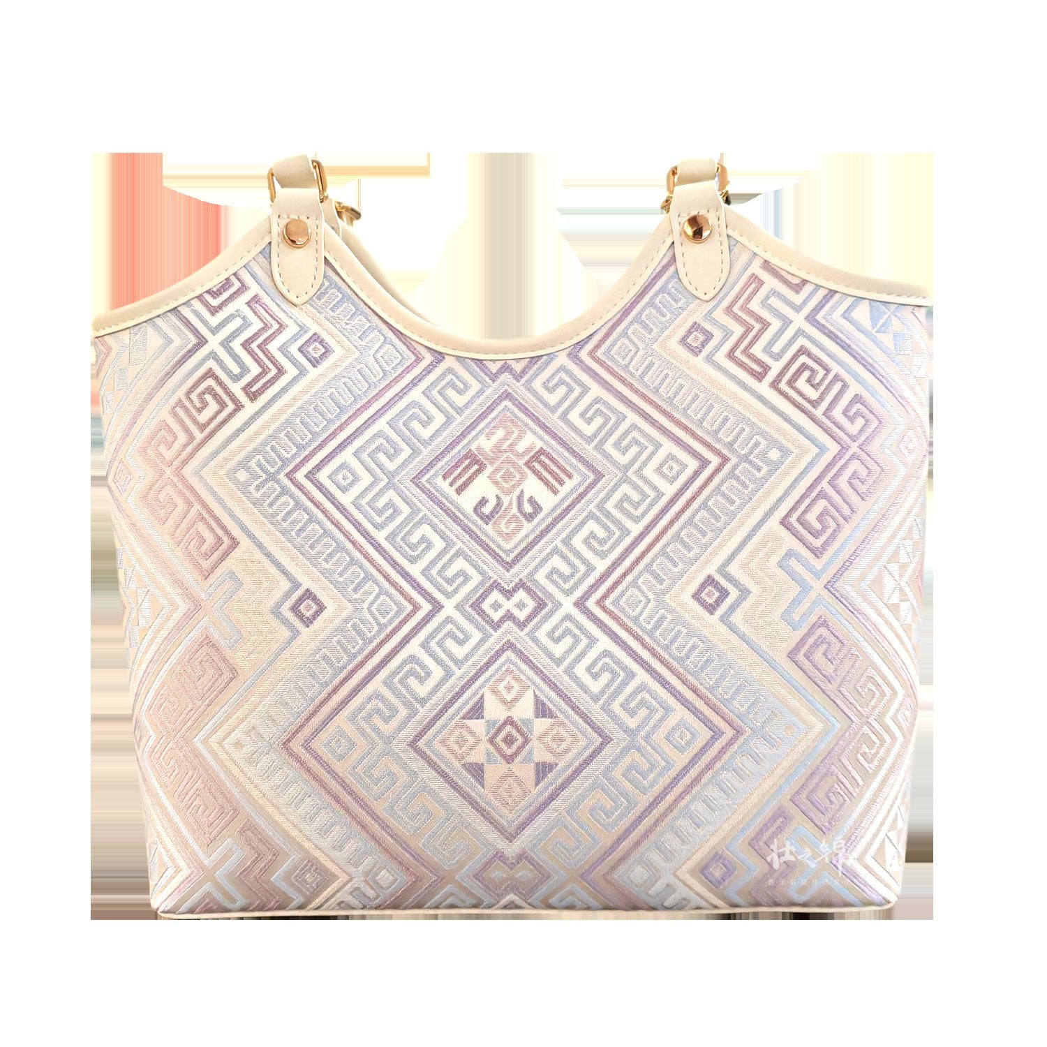 Silver Purple brocade tote bag main view