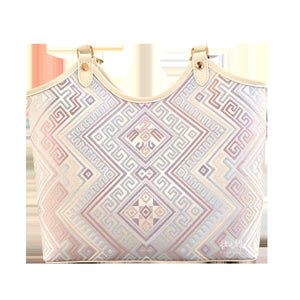 Silver Purple brocade tote bag main view