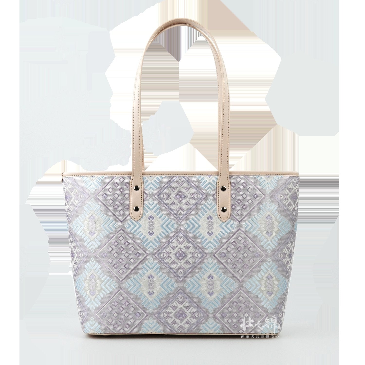 Silver Purple brocade tote bag main view