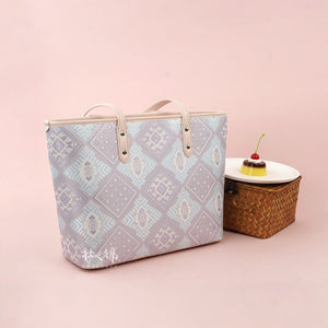 Silver Purple brocade tote bag view 05