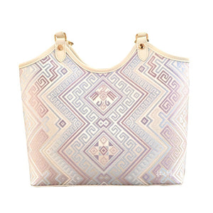 Silver Purple brocade tote bag view 07